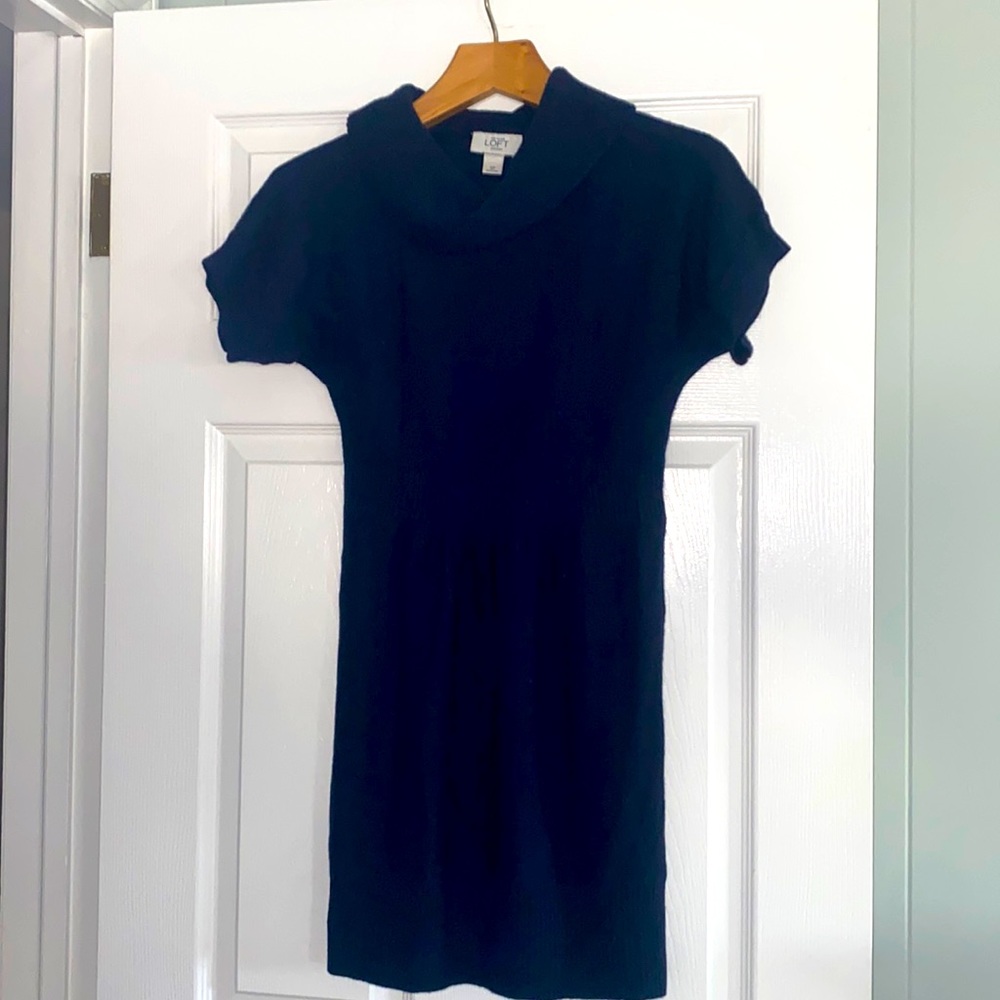 Loft Cowl Neck Short Sleeve Sweater Dress